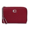 【COACH】コーチ コインケース ぺブルレザー エッセンシャル キーリング付き L字 ジップ ロゴ マルチ カードケース 小銭入れ ダークルビー〔日本未発売〕