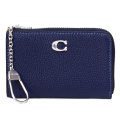 【COACH】コーチ コインケース ぺブルレザー エッセンシャル キーリング付き L字 ジップ ロゴ マルチ カードケース 小銭入れ ダークネイビー〔日本未発売〕