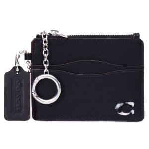 画像1: 【COACH】コーチ コインケース Coachtopia コーチトピア スムースレザー ロゴ キーリング付き ウェイビー カードケース IDケース 小銭入れ ブラック（日本未発売）