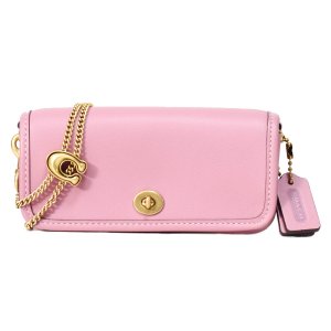 画像1: 【COACH】コーチ バッグ グラブタンレザー ディンキー 14 ターンロック スライダー チェーン スモール 2way クラッチ クロスボディー 斜め掛け ショルダーバッグ トゥルーピンク（日本未発売）