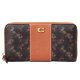 【COACH】コーチ 長財布 コーティングキャンバス レザー ホース アンド キャリッジ ロゴ アコーディオン ジップ ウォレット 長財布 ブラック×ブラウン（日本未発売）