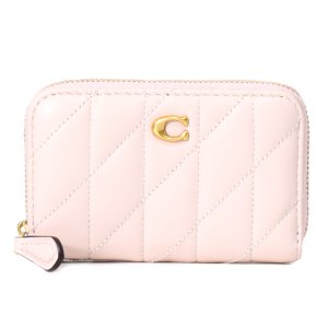 画像1: 【COACH】コーチ カードケース レザー キルティング ピロー ロゴ スモール ジップ アラウンド スクエア スリム コインケース ブラッシュ（日本未発売）