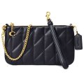 【COACH】コーチ バッグ キルティング レザー チェーン ピロー リストレット 3way クラッチ ポーチ ショルダー ハンドバッグ ブラック（日本未発売）