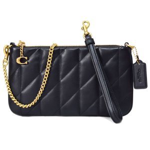 画像1: 【COACH】コーチ バッグ キルティング レザー チェーン ピロー リストレット 3way クラッチ ポーチ ショルダー ハンドバッグ ブラック（日本未発売）