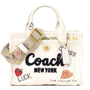 画像1: 【COACH】コーチ バッグ キャンバス トート スケッチ プリント 刺繡 ミニ カーゴ 20 2WAY クロスボディ ショルダー ハンドバッグ キャンバストート ナチュラルマルチ（日本未発売）