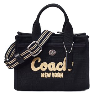 画像1: 【COACH】コーチ バッグ キャンバス トート カーゴ 刺繡 20 ミニ ロゴ 2WAY クロスボディ ショルダー ハンドバッグ キャンバストート ブラック（日本未発売）