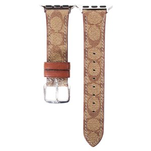 画像1: 【COACH】コーチ シグネチャー アップルウォッチ applewatch 替えベルト レザー ストラップ ウォッチ 腕時計 カーキ〔日本未発売〕【訳あり】