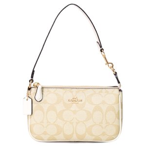 画像1: 【COACH】コーチ バッグ コーティングキャンバス レザー シグネチャー ノリータ 19 リストレット マルチ ポーチ ハンドバッグ ライトカーキ×チャーク〔日本未発売〕