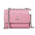 【COACH】コーチ バッグ レザー スタッズ ハート リベット ロゴ ミニ クレア チェーン クロスボディ 2way 斜め掛け ショルダー バッグ ピオニー（日本未発売）