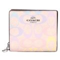 【COACH】コーチ 財布 コーティングキャンバス レザー シグネチャー レインボー ロゴ チャーム スナップ ウォレット 二つ折り 財布 サンドマルチ（日本未発売）