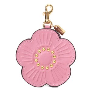 画像1: 【COACH】コーチ キーホルダー レザー スタッズ ローズ お花 ポーチ コインケース ドッグリーシュ バッグチャーム ピオニー（日本未発売）