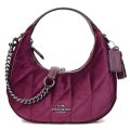 【COACH】コーチ バッグ 三日月型 ベルベット キルティング レザー カルメン ミニ ロゴ 2way チェーン クロスボディ 斜め掛け ショルダーバッグ ハンドバッグ バーガンディー（日本未発売）