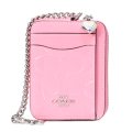 【COACH】コーチ コインケース パテントレザー シグネチャー 型押し ハート チャーム チェーン ジップ カードケース カードポーチ 定期入れ 名刺入れ 小銭入れ ピンク（日本未発売）