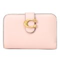【COACH】コーチ 財布 レザー タビー ロゴ コンパクト ウォレット 二つ折り財布 ブラス×クリーム（日本未発売）