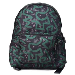 画像1: 【COACH】コーチ バッグ エコバッグ バックパック 折り畳み キースヘリング コラボ フラダンス プリント リュックサック ブラックマルチ〔日本未発売〕