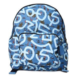画像1: 【COACH】コーチ バッグ エコバッグ バックパック 折り畳み キースヘリング コラボ フラダンス プリント リュックサック スカイブルーマルチ〔日本未発売〕