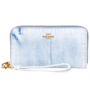 画像1: 【COACH】コーチ 長財布 デニム レザー ロゴ リストレット ロング ジップ アラウンド 長財布 ライトインディゴ（日本未発売）