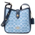 【COACH】コーチ バッグ デニム レザー シグネチャー ハドリー ターンロック ロゴ 斜めがけ クロスボディー ショルダーバッグ インディゴ（日本未発売）
