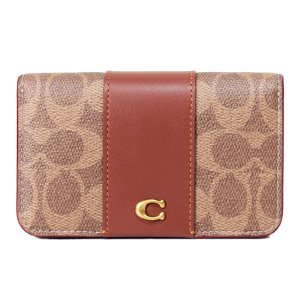 画像1: 【COACH】コーチ カードケース コーティングキャンバス レザー シグネチャー エッセンシャル スリム カードケース 二つ折り コインケース パスケース 定期入れ 名刺入れ タンキャラメル（日本未発売）