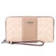 【COACH】コーチ 長財布 コーティングキャンバス レザー シグネチャー ロゴ ストライプ リストレット ロング ジップ  アラウンド 長財布 サンド×トープ（日本未発売）