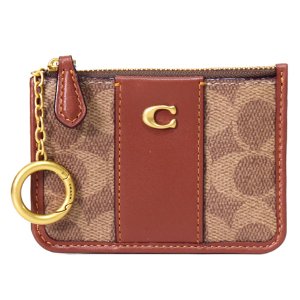 画像1: 【COACH】コーチ カードケース コーティングキャンバス レザー シグネチャー エッセンシャル キーリング付き ミニ スキニー IDケース コインケース タンキャラメル（日本未発売）