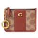 【COACH】コーチ カードケース コーティングキャンバス レザー シグネチャー エッセンシャル キーリング付き ミニ スキニー IDケース コインケース タンキャラメル（日本未発売）