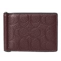 【COACH】コーチ 財布 メンズ レザー シグネチャー 型押し マネークリップ スリム ビルフォールド 二つ折り カードケース 財布 メイプル（日本未発売）