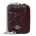 【COACH】コーチ コインケース キルティング レザー チェーン ジップ カードケース カードポーチ 定期入れ 名刺入れ 小銭入れ メイプル（日本未発売）
