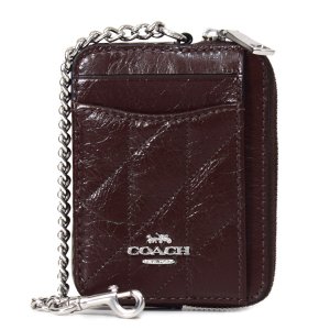 画像1: 【COACH】コーチ コインケース キルティング レザー チェーン ジップ カードケース カードポーチ 定期入れ 名刺入れ 小銭入れ メイプル（日本未発売）
