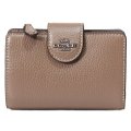 【COACH】コーチ 財布 ぺブルレザー ロゴ ミディアム コーナー ジップ ウォレット 二つ折り財布 ダークストーン（日本未発売）