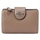 【COACH】コーチ 財布 ぺブルレザー ロゴ ミディアム コーナー ジップ ウォレット 二つ折り財布 ダークストーン（日本未発売）