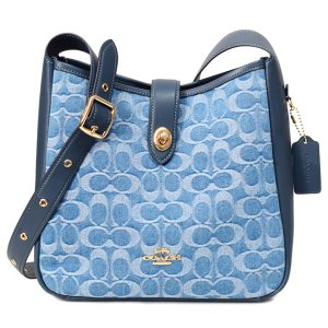 画像1: 【COACH】コーチ バッグ デニム レザー シグネチャー ハドリー コンバーチブル ターンロック 2WAY 斜めがけ クロスボディー ショルダー ハンドバッグ インディゴ（日本未発売）