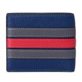 【COACH】コーチ 財布 メンズ レザー ストライプ バーシティ ID ビル コンパクト ウォレット 二つ折り財布 ディープブルーマルチ（日本未発売）