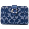 【COACH】コーチ 財布 デニム レザー シグネチャー タビー ロゴ コンパクト ウォレット 二つ折り財布 ディープブルーマルチ（日本未発売）