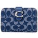 【COACH】コーチ 財布 デニム レザー シグネチャー タビー ロゴ コンパクト ウォレット 二つ折り財布 ディープブルーマルチ（日本未発売）