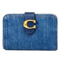 【COACH】コーチ 財布 デニム レザー タビー ロゴ コンパクト ウォレット 二つ折り財布 ディープブルー（日本未発売）