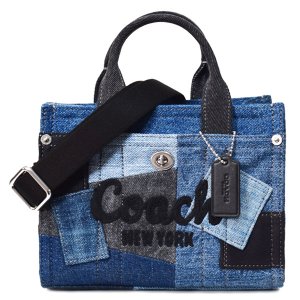 画像1: 【COACH】コーチ バッグ デニム パッチワーク カーゴ トート 刺繡 20 ミニ ロゴ 2WAY クロスボディ ショルダー ハンドバッグ トートバッグ  デニムマルチ（日本未発売）