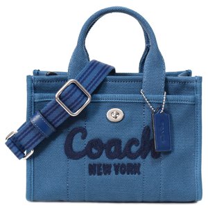 画像1: 【COACH】コーチ バッグ カーゴ キャンバス デニム トート 刺繡 20 ミニ ロゴ 2WAY クロスボディ ショルダー ハンドバッグ キャンバストート インディゴ（日本未発売）