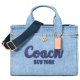 【COACH】コーチ バッグ デニム カーゴ トート レザー 刺繡 ロゴ 2WAY クロスボディ ショルダー ハンドバッグ トートバッグ インディゴ（日本未発売）