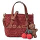 【COACH】コーチ バッグ かごバッグ ストロー レザー ミニ シティ トート チャーム付き ロゴ 2WAY クロスボディ ショルダー ハンドバッグ ラシット（日本未発売）