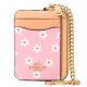 【COACH】コーチ コインケース レザー フラワー 花柄 チェーン ロゴ ジップ カードケース カードポーチ 定期入れ 名刺入れ 小銭入れ ピンクマルチカラー（日本未発売）