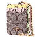 【COACH】コーチ カードケース パイソン ジャガード レザー シグネチャー アニマル スネーク チェーン ロゴ ジップ カードケース カードポーチ 定期入れ 名刺入れ コインケース オークマルチ（日本未発売）