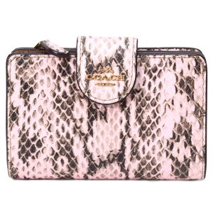 画像1: 【COACH】コーチ 財布 パイソン スネークレザー  エンボスドアニマル ロゴ ミディアム コーナー ジップ ウォレット 二つ折り財布 ピンク（日本未発売）