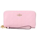 【COACH】コーチ 長財布 キルティング シャイニー スムースレザー ロゴ リストレット ロング ジップ  アラウンド 長財布 カーネーション（日本未発売）