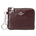 【COACH】コーチ 財布 シャイニー スムースレザー ロゴ キーリング チャーム付き スモール コーナー ジップ ウォレット 財布 メイプル〔日本未発売〕