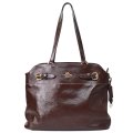 【COACH】コーチ バッグ シャイニー スムースレザー クリンクル イーストン ロゴ キーリング チャーム付き ジップ トート バッグ メイプル（日本未発売）