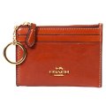 【COACH】コーチ カードケース クリンクル レザー ロゴ キーリング付き ミニ スキニー IDケース コインケース シナモン（日本未発売）