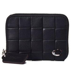 画像1: 【COACH】コーチ 財布 Coachtopia コーチトピア レザー チェッカーボード アップクラフト ロゴ ジップ アラウンド ウォレット カードケース コインケース 小銭入れ ブラック（日本未発売）