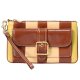 【COACH】コーチ バッグ シャイニー クリンクル レザー ストライプ パッチワーク ロゴ アシュトン リストレット フラップ ポーチ クラッチバッグ レッドウッドマルチ〔日本未発売〕