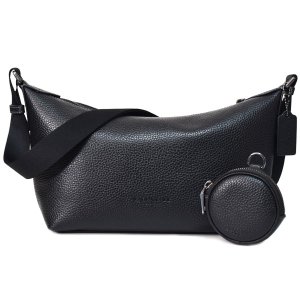 画像1: 【COACH】コーチ メンズ バッグ レザー スモール フィン コインケース ポーチ付き クロスボディ 斜め掛け ショルダーバッグ ブラック（日本未発売）